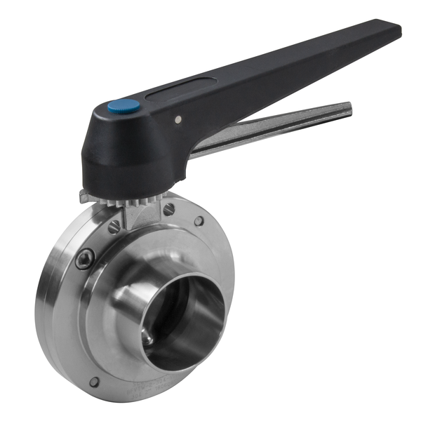 Steel & Obrien 3" Butterfly Valve, Trigger Handle/Weld Ends, 304-Viton BFVTW-3-304-VITON